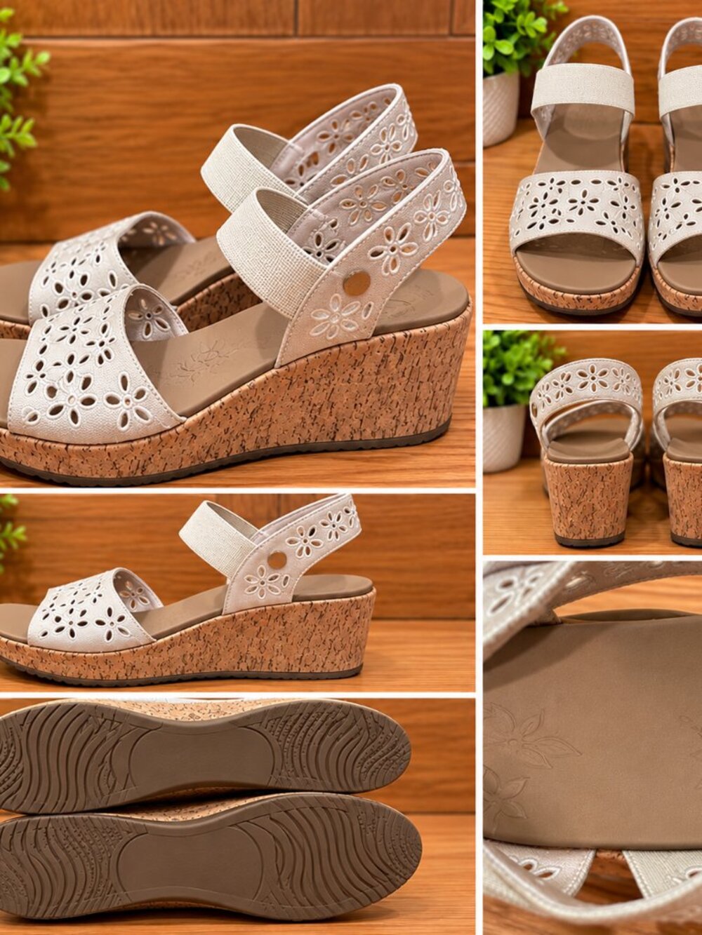 Skechers Arch Fit Luxe Foam Cork Wedge Sandals Women’s Size 10 New